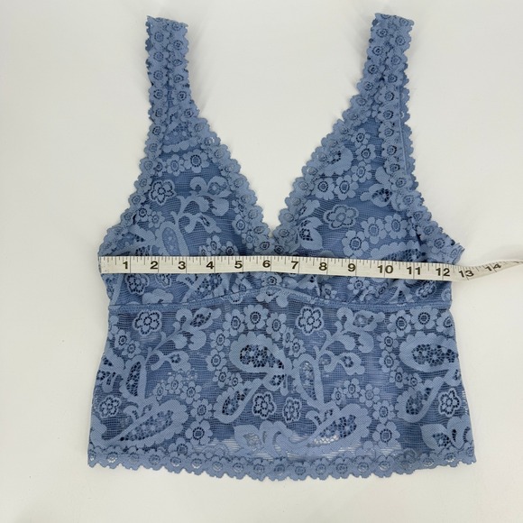 Aerie Show Off Paisley Lace Padded Plunge Tank Top Blue Sz S - Picture 8 of 9